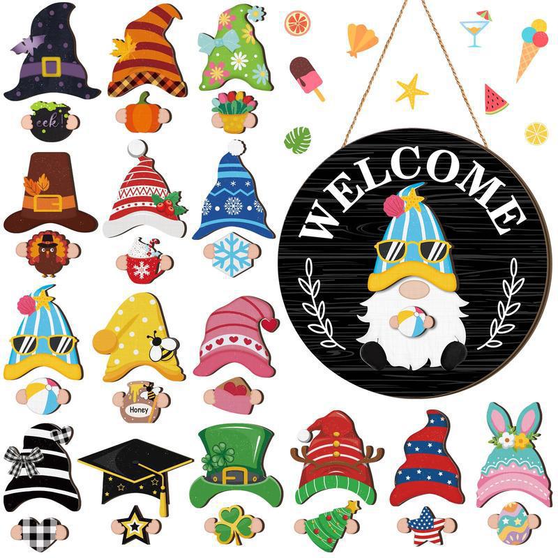 🐇 Paasuitverkoop: 50% korting!!💥 Highland Cow-bord Verwisselbaar welkomstbord met magneten Afneembare hoeden Schattige koeien om op te hangen