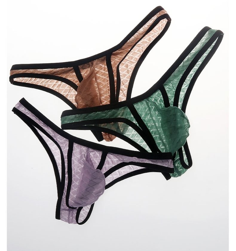 Sexy Low-Rise Comfort Bikini voor Heren, IJs Zijden Mesh, Transparante Ultradunne Slips