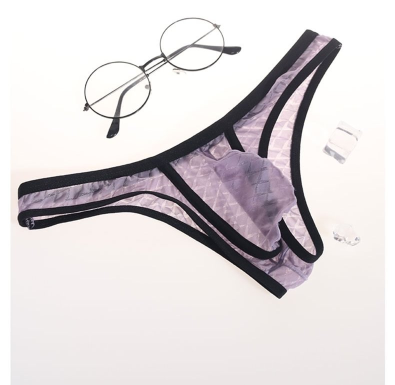 Sexy Low-Rise Comfort Bikini voor Heren, IJs Zijden Mesh, Transparante Ultradunne Slips