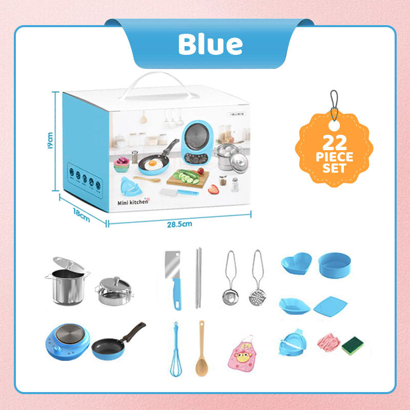 🎁[Beste cadeau voor kinderen]🍳Echt kookgerei voor kinderen Mini keukenspeelgoed - 22-delige set