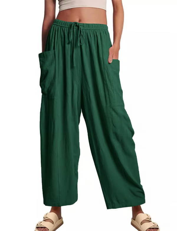👖Vrijetijdsbroek in linnen met wijde pijpen voor dames