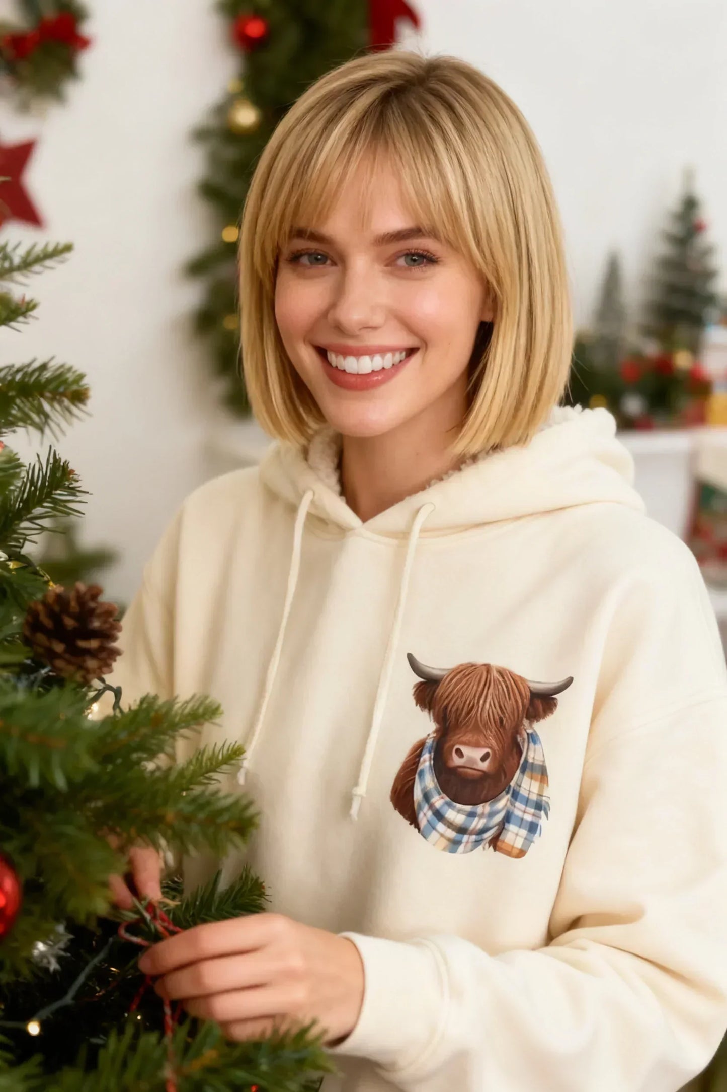 🎄🎅KERSTUITVERKOOP 57% KORTING!!🎁Schattig Highland Cow-sweatshirt met capuchon en fleecevoering🦬