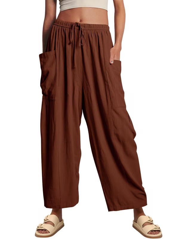 👖Vrijetijdsbroek in linnen met wijde pijpen voor dames