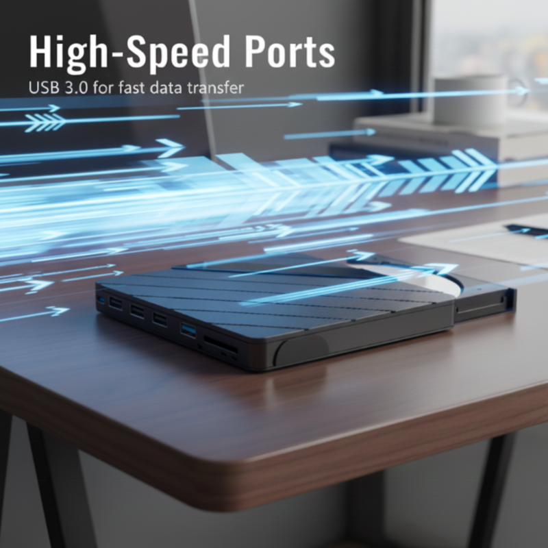 Extern CD/DVD-drive behuizing met USB 3.0 & RGB-verlichting – Multifunctioneel & Draadloos netjes! 💻✨