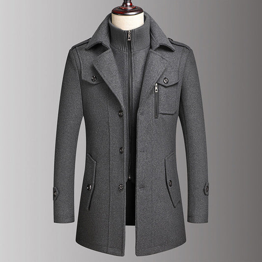 🔈50% Korting🔥Nieuwe Wollen Herenjas met Dubbele Kraag voor Herfst en Winter