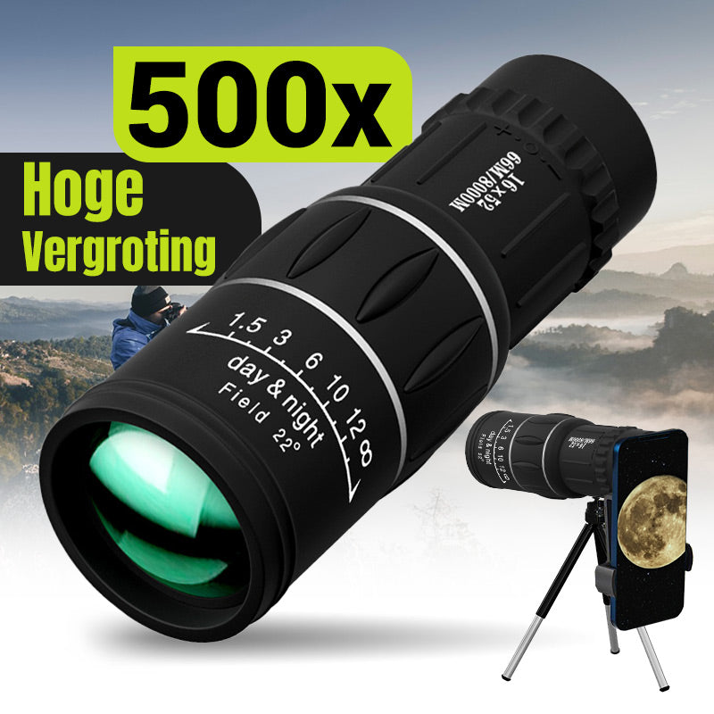 🔭 50% korting – Professionele 16x52 Monoculaire Telescoop met Nachtzicht & Waterdicht Ontwerp! 🌙✨