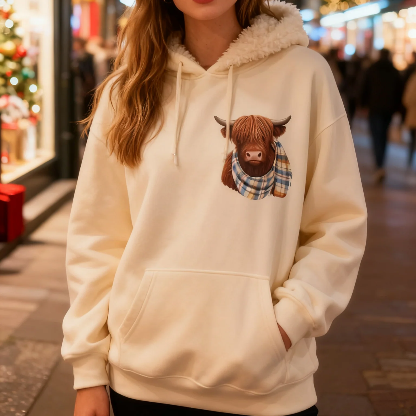 🐮 50% KORTING!!🎁Schattige Highland Cow warme hoodie met fleece voering