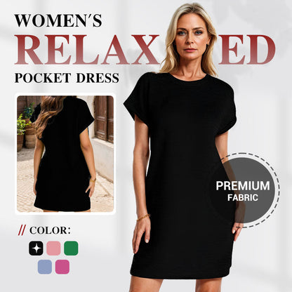💥Uitverkoop 50% korting💞Damesjurk met ontspannen mouwen en zakken