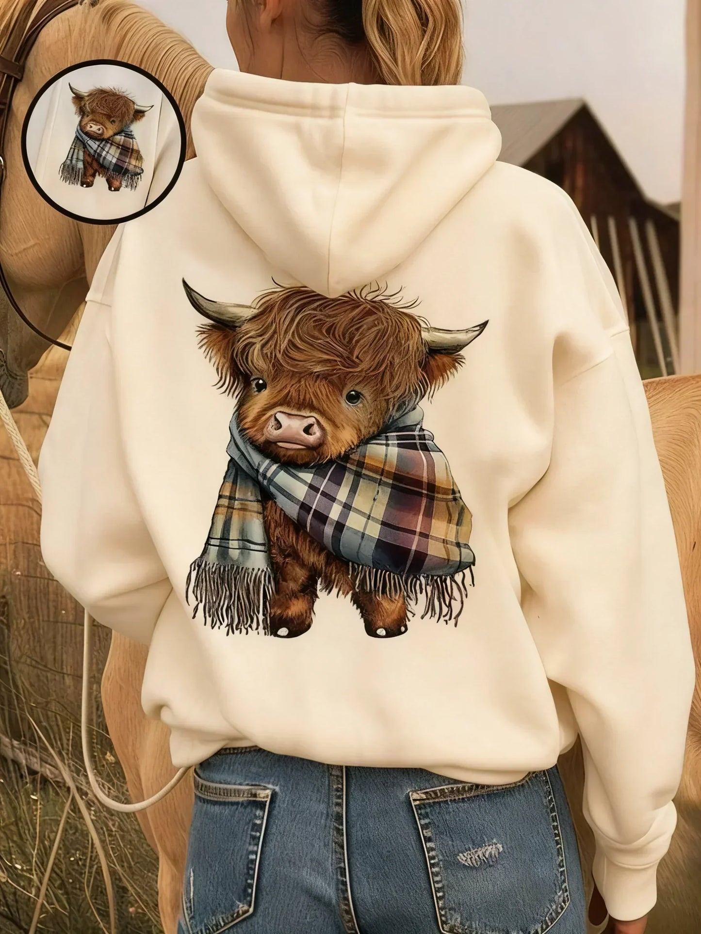 🎄🎅KERSTUITVERKOOP 57% KORTING!!🎁Schattig Highland Cow-sweatshirt met capuchon en fleecevoering🦬