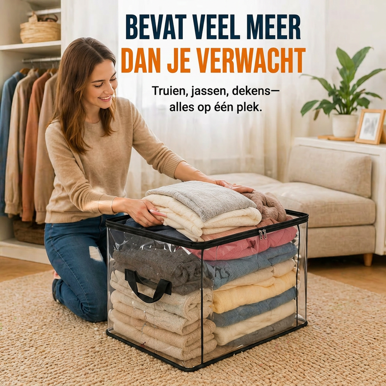 🔥 Tijdelijke aanbieding – 50% korting 📦 Grote, extra sterke, transparante opbergtas van dik plastic voor kleding, verhuizingen en opslag