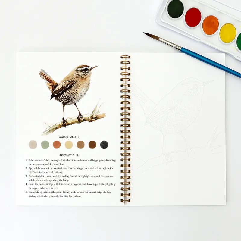 🎅 50% KORTING✨ Aquarelwerkboek voor beginners met 16 kleuren verf