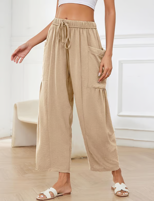 👖Vrijetijdsbroek in linnen met wijde pijpen voor dames