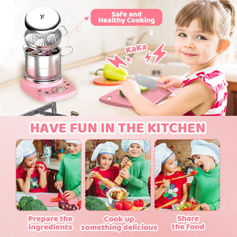 🎁[Beste cadeau voor kinderen]🍳Echt kookgerei voor kinderen Mini keukenspeelgoed - 22-delige set