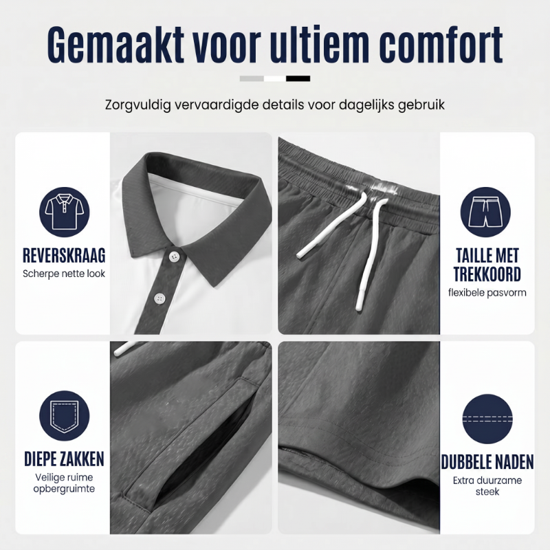 ⏳Tijdelijke aanbieding⏰Tweedelige set voor heren: shirt en korte broek