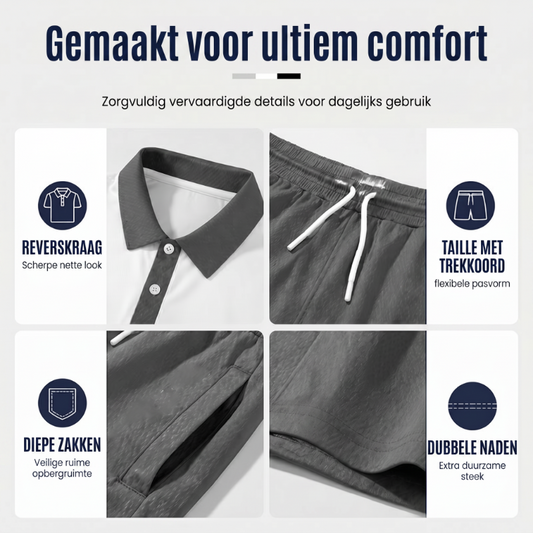⏳Tijdelijke aanbieding⏰Tweedelige set voor heren: shirt en korte broek