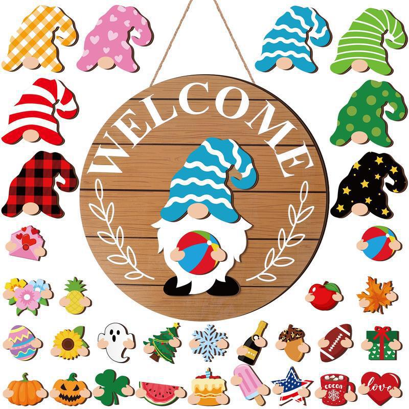 🐇 Paasuitverkoop: 50% korting!!💥 Highland Cow-bord Verwisselbaar welkomstbord met magneten Afneembare hoeden Schattige koeien om op te hangen