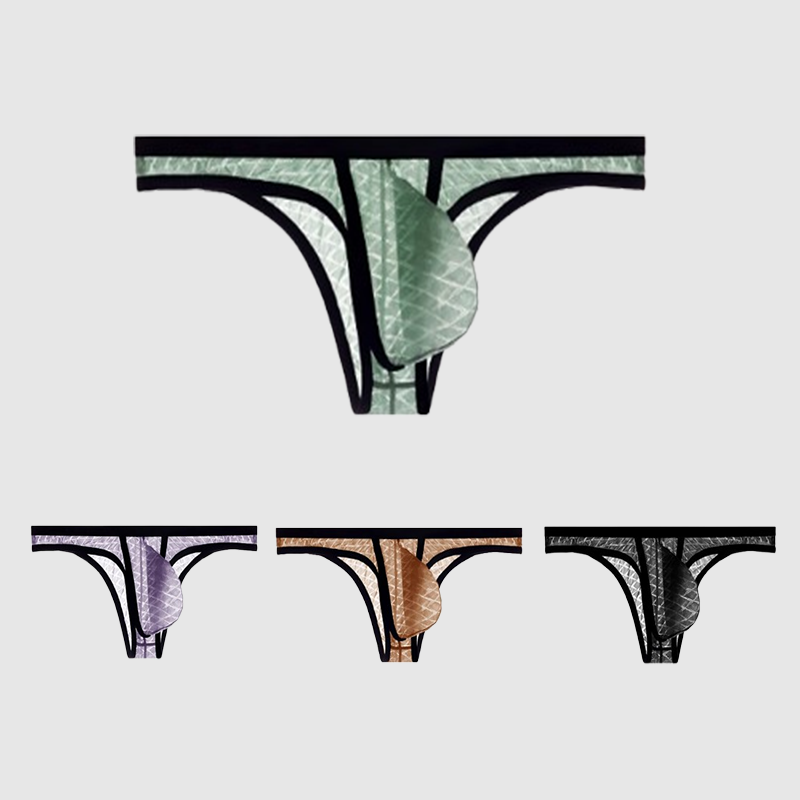 Sexy Low-Rise Comfort Bikini voor Heren, IJs Zijden Mesh, Transparante Ultradunne Slips