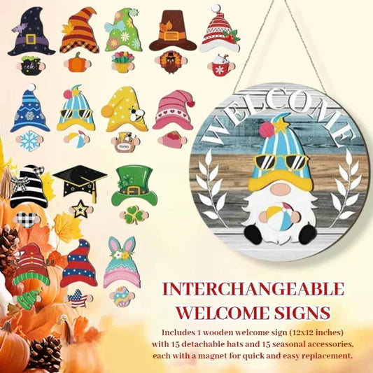 🐇 Paasuitverkoop: 50% korting!!💥 Highland Cow-bord Verwisselbaar welkomstbord met magneten Afneembare hoeden Schattige koeien om op te hangen