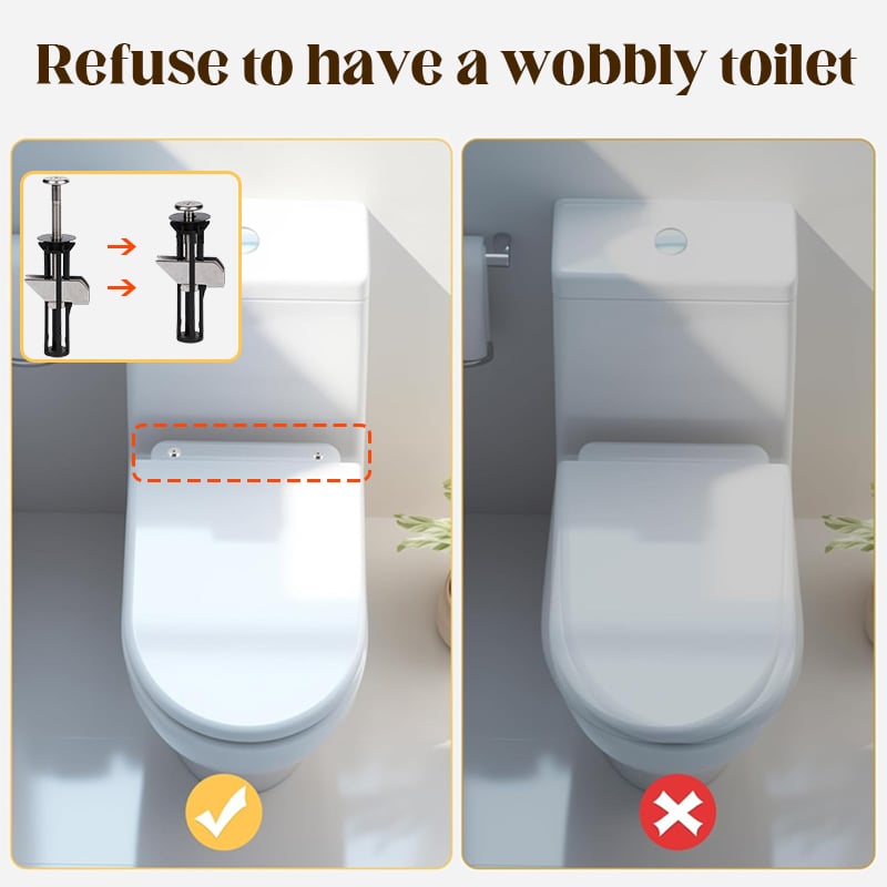🔥 Koop 1, Krijg 1 Gratis ! ✨ Versterkte Bevestigingsset voor Toiletbril - Roestvrij Staal, Universele Maat, Eenvoudige Montage zonder Schroevendraaier 🔧🚽