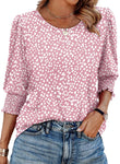 🔥Uitverkoop 50% KORTING💝✨Damesblouse met 3/4 mouwen en gesmokte manchetten