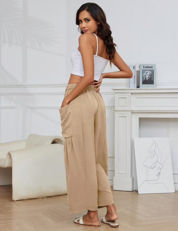 👖Vrijetijdsbroek in linnen met wijde pijpen voor dames