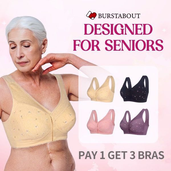 🔥Laatste dag: koop er 1 en krijg er 2 gratis🔥Design voor senior katoenen beha met voorsluiting