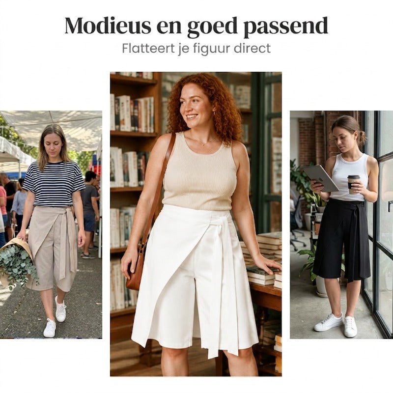 Chique culotte met strik aan de voorkant en wijde pijpen voor dames