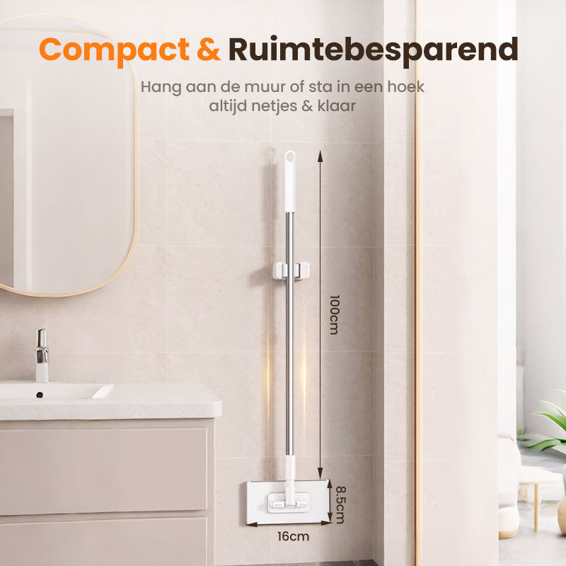 🔥55% KORTING🧹 Herbruikbare Stofmaap Set – Automatische Bionische Klem, 39" Verlengbare Staalsteel, 360° Draaiend + Milieuvriendelijk (Meerdere Oppervlaktes)!