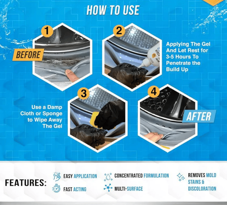 🔥TIJDELIJKE AANBIEDING 50% KORTING!!💥 Schimmelverwijderingsgel met schrobborstel – Krachtige schimmelverwijderaar voor wasmachineafdichtingen, douchekit, tegelvoegen en badkamer