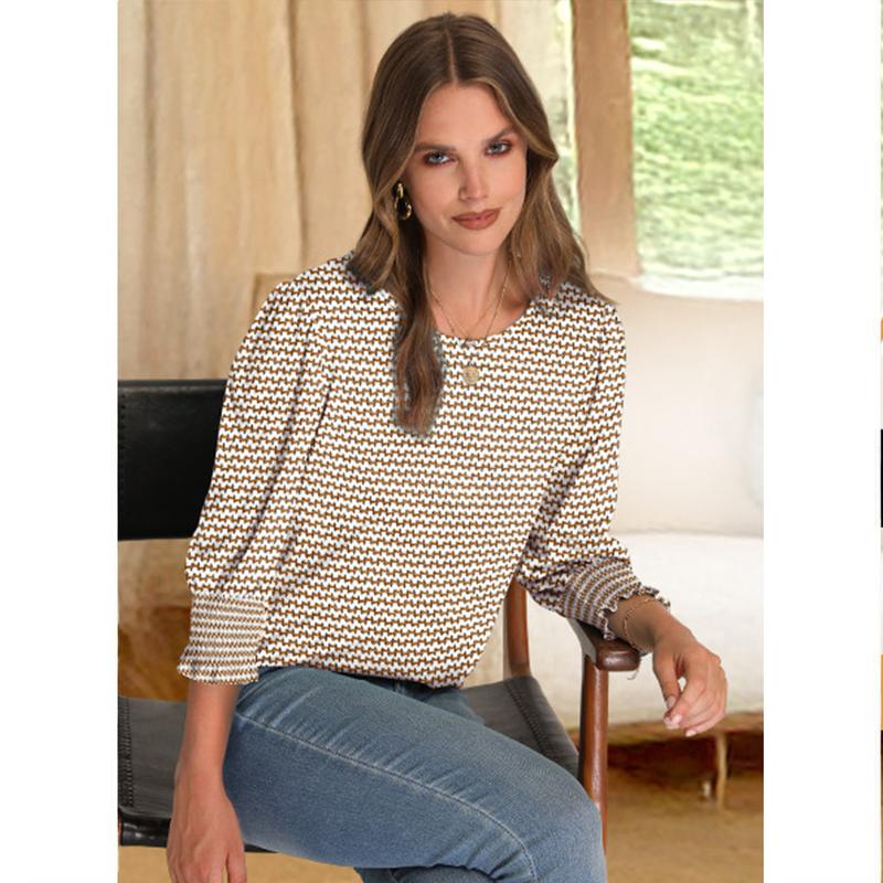 🔥Uitverkoop 50% KORTING💝✨Damesblouse met 3/4 mouwen en gesmokte manchetten