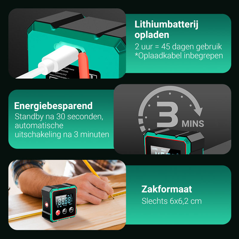 ⏳ Beperkte Tijd! Bespaar 50% – Magnetische Digitale Laser Hoekzoeker voor Snel & Exact Meten! 💥