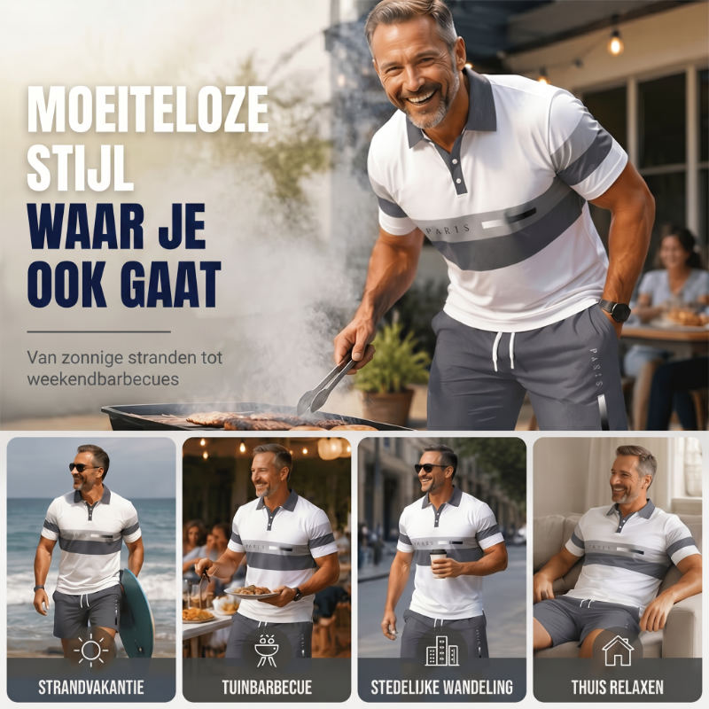 ⏳Tijdelijke aanbieding⏰Tweedelige set voor heren: shirt en korte broek