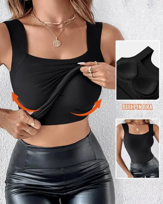 🔥🎁Vrouwen Thermisch Tanktop met U-hals en met Ingebouwde Bh