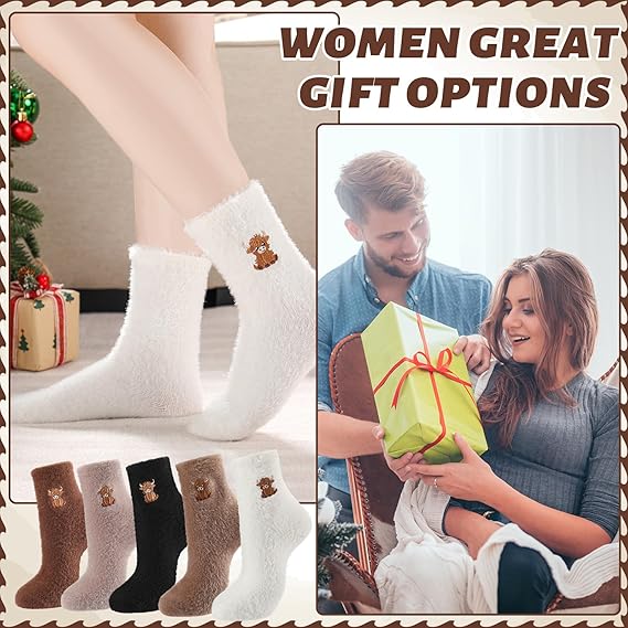 Dames schattige warme pluche sokken met geborduurde Schotse hooglander