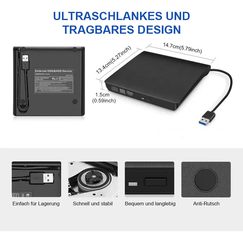 Extern CD/DVD-drive behuizing met USB 3.0 & RGB-verlichting – Multifunctioneel & Draadloos netjes! 💻✨