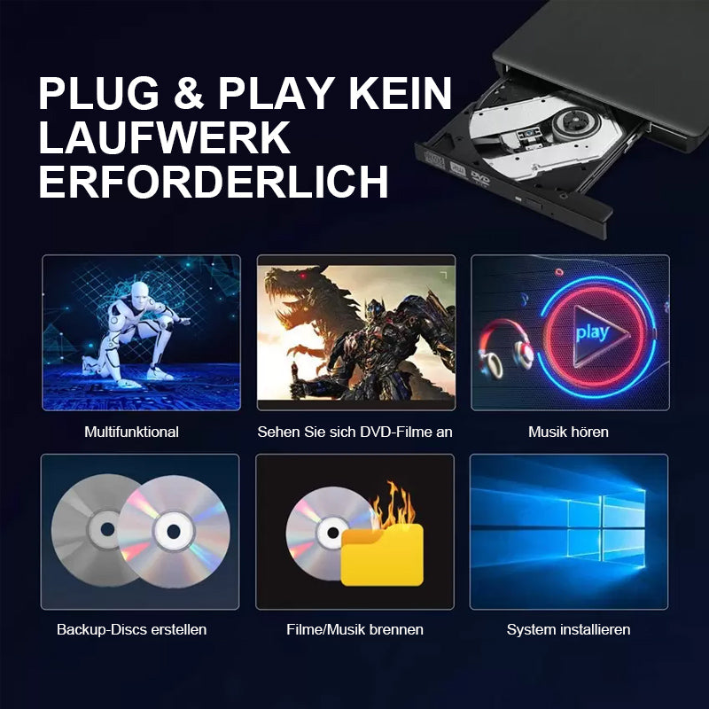 Extern CD/DVD-drive behuizing met USB 3.0 & RGB-verlichting – Multifunctioneel & Draadloos netjes! 💻✨