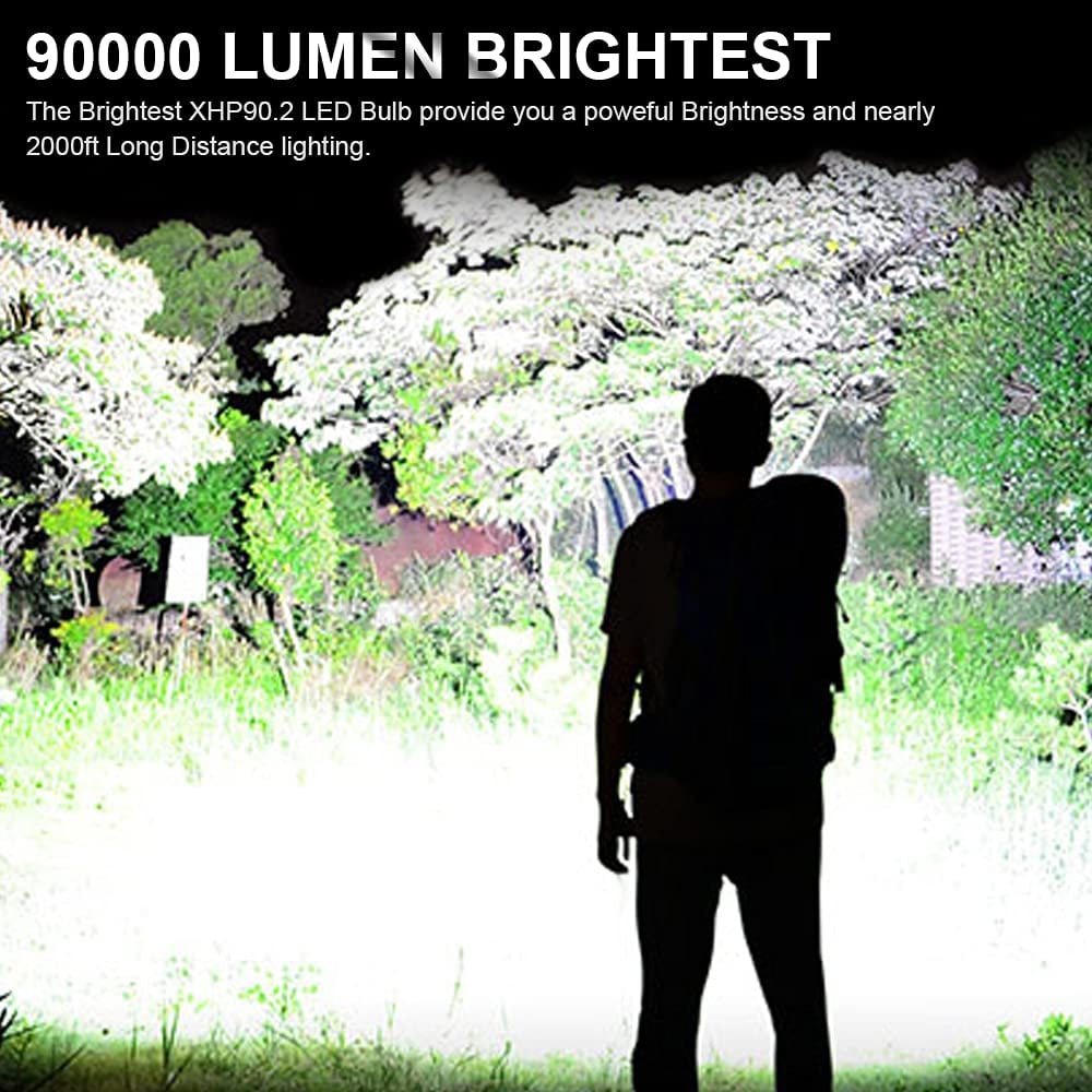 ✨ 90000 lumen tactische LED-zaklamp – 3 jaar garantie, oplaadbaar en te gebruiken als powerbank! ⚡🔦