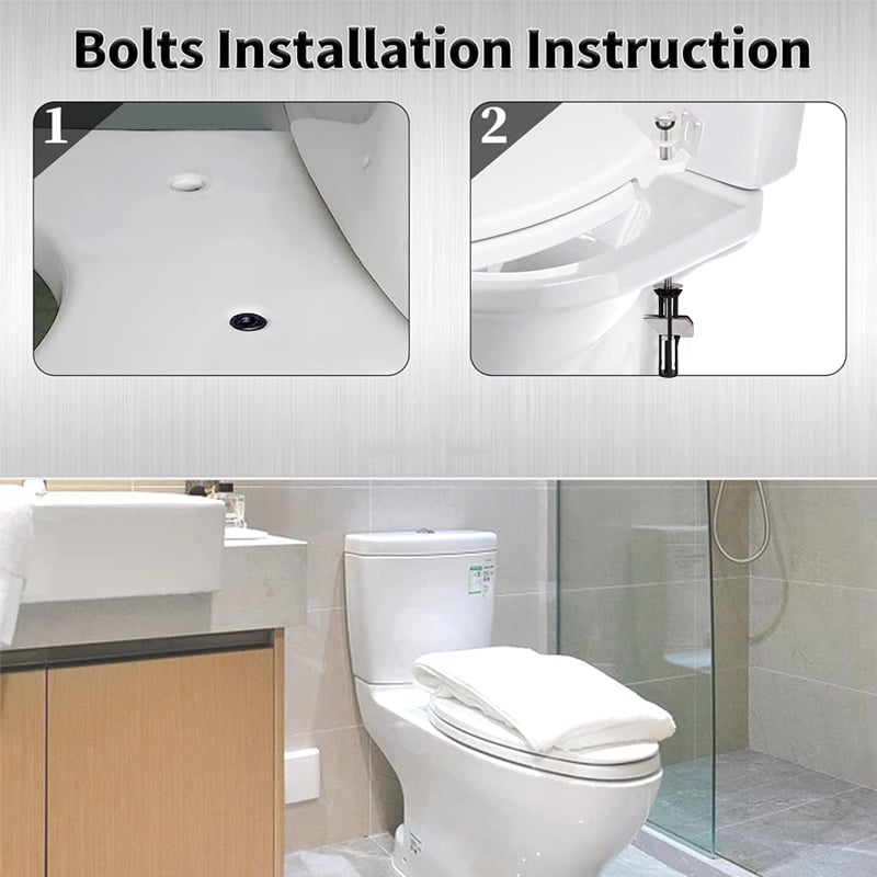 🔥 Koop 1, Krijg 1 Gratis ! ✨ Versterkte Bevestigingsset voor Toiletbril - Roestvrij Staal, Universele Maat, Eenvoudige Montage zonder Schroevendraaier 🔧🚽