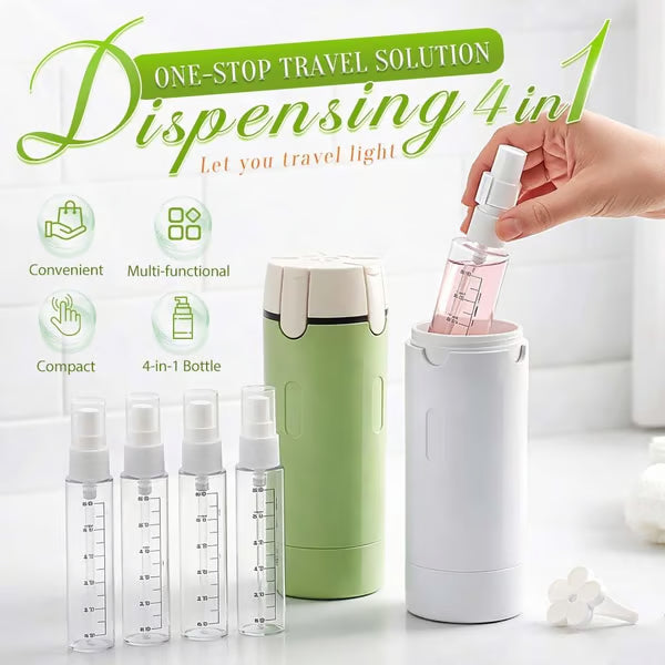 🎉Nieuwjaars Cadeau 50% KORTING!🧴4-in-1 Hervulbare Reisflessen Set – Lekvrij, Compact & Georganiseerd: Perfect Voor Reizen/Vakantie!