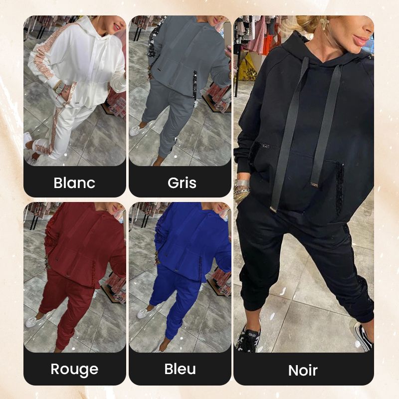 💞Dames 2-delige set Tops & Broeken met koord en capuchon