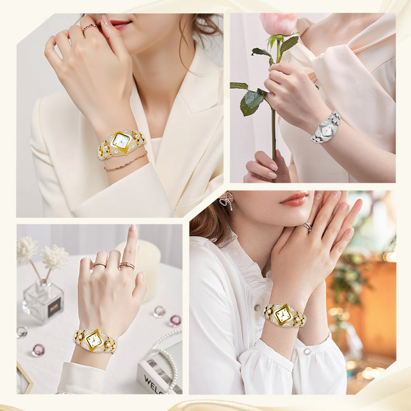 ⏳Tijdelijke korting van 49%⏰Retro quartzhorloge met sprankelende strass-steentjes⌚