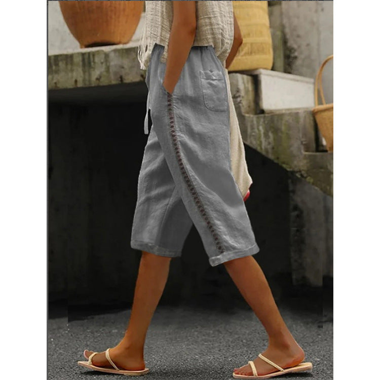 🩳 Zomerbroek in caprilengte voor dames met kanten details 🌼