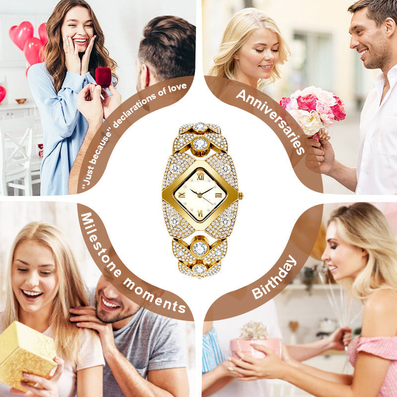 ⏳Tijdelijke korting van 49%⏰Retro quartzhorloge met sprankelende strass-steentjes⌚