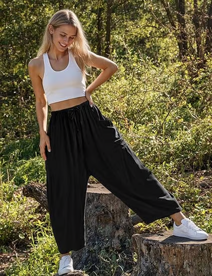 👖Vrijetijdsbroek in linnen met wijde pijpen voor dames