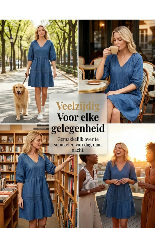 ✨ Casual Denim Jurk – Flatterende Pasvorm & Comfort voor Elke Dag 👖