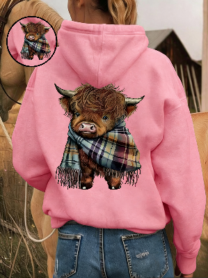 🐮 50% KORTING!!🎁Schattige Highland Cow warme hoodie met fleece voering