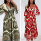 Retro Boho Maxi-jurk met diepe V-hals voor dames