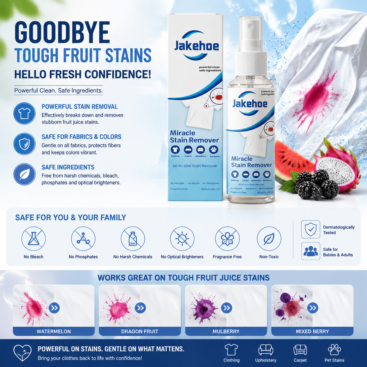 ✨ Fantastische vlekverwijderaar spray – verwijdert fruit‑, vet‑, wijn‑ en koffievlekken in enkele seconden. Niet schrobben, gewoon inspuiten en klaar! 🧼💪