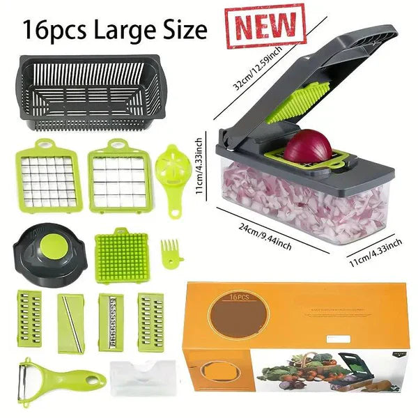 🎁 MOEDERDAG-UITVERKOOP 50% KORTING!!! 🧑‍🍳Multi-Knife™ | Multifunctionele groentesnijder | 16-delige set🥗