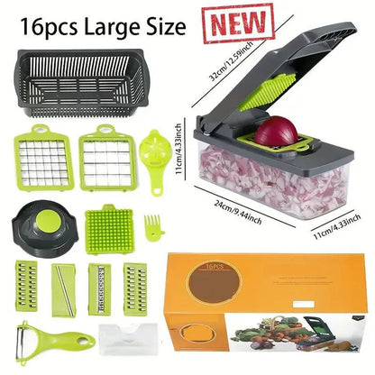 🎁 MOEDERDAG-UITVERKOOP 50% KORTING!!! 🧑‍🍳Multi-Knife™ | Multifunctionele groentesnijder | 16-delige set🥗